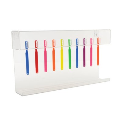 Daycare & School settings Wall mount Children ToothBrushes Rack Clear Acrylic Hygienic Toothbrush Holder for 10 Brushes